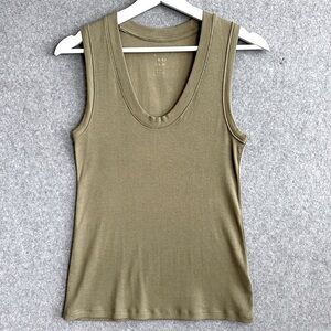 a new day Soft Ribbed Tank Top Women M Muted Olive